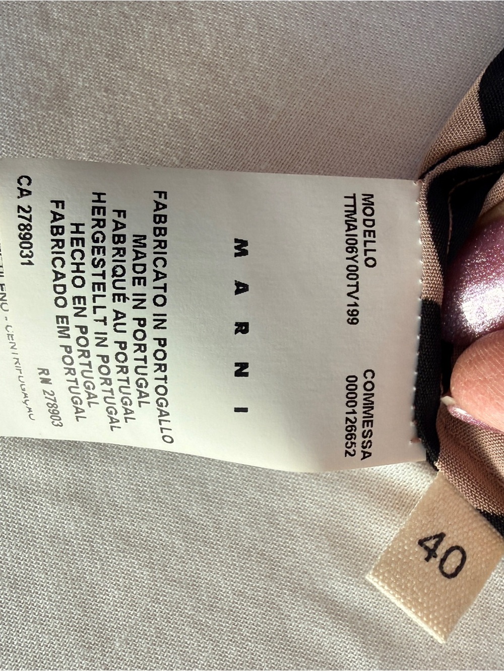 Marni Pink and Navy Swirl Print Blouse with Neck Tie - Picture 5 of 6